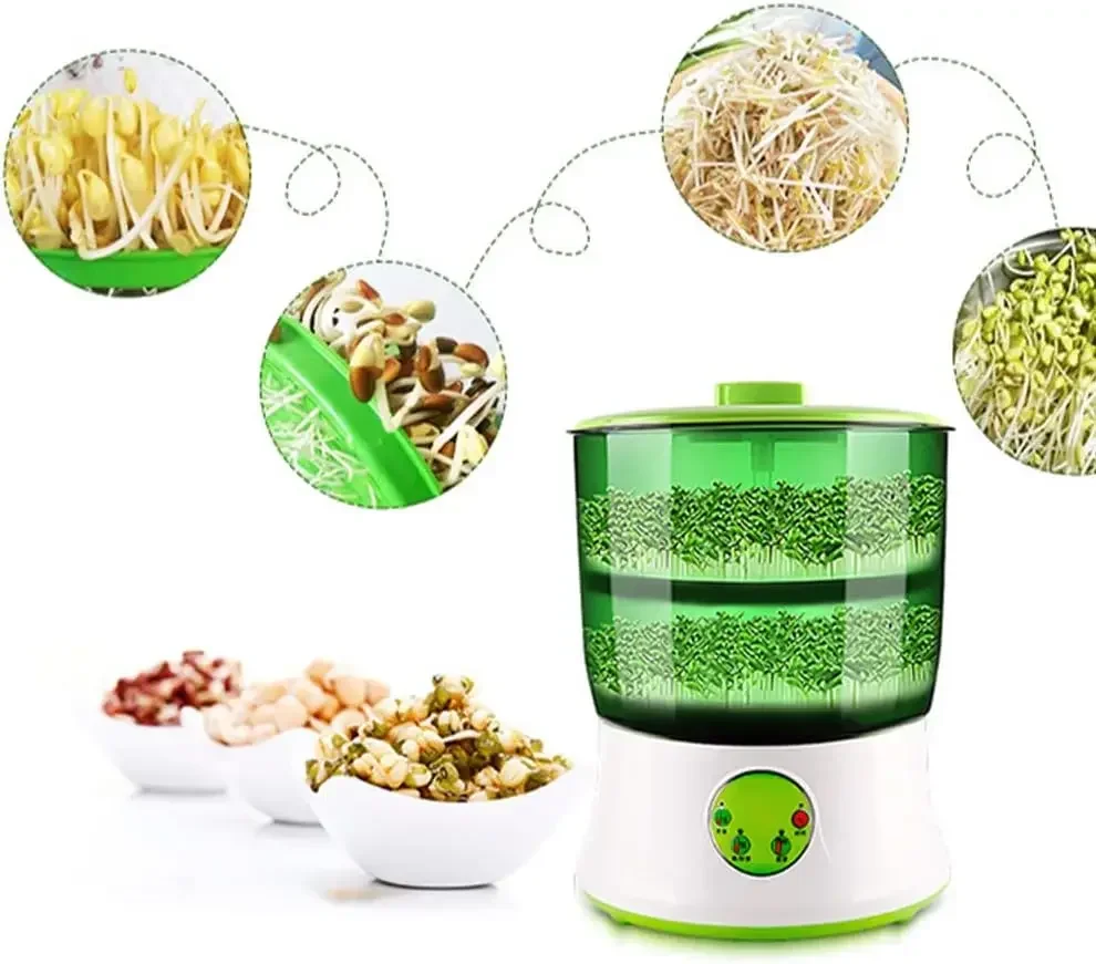 

2-Layer Bean Sprouts Machine, 110V Automatic Intelligence Electronical Healthy Seed Sprouts Maker Homemade
