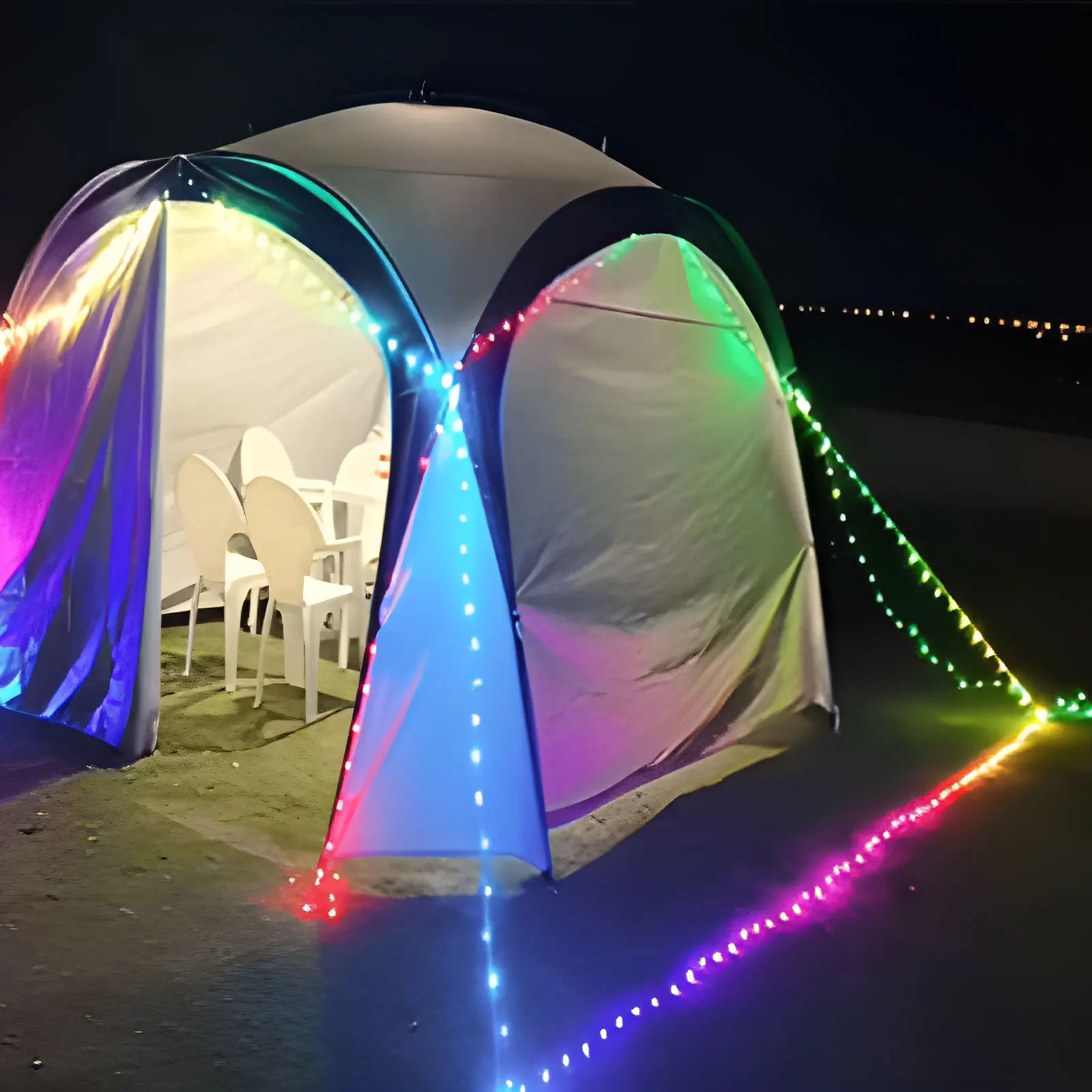 

Bluetooth 6m RGB Camping String Light Ip44 Waterproof 24 Mode Atmosphere Party Lighting Warning String Lamp Outdoor Tent Lantern