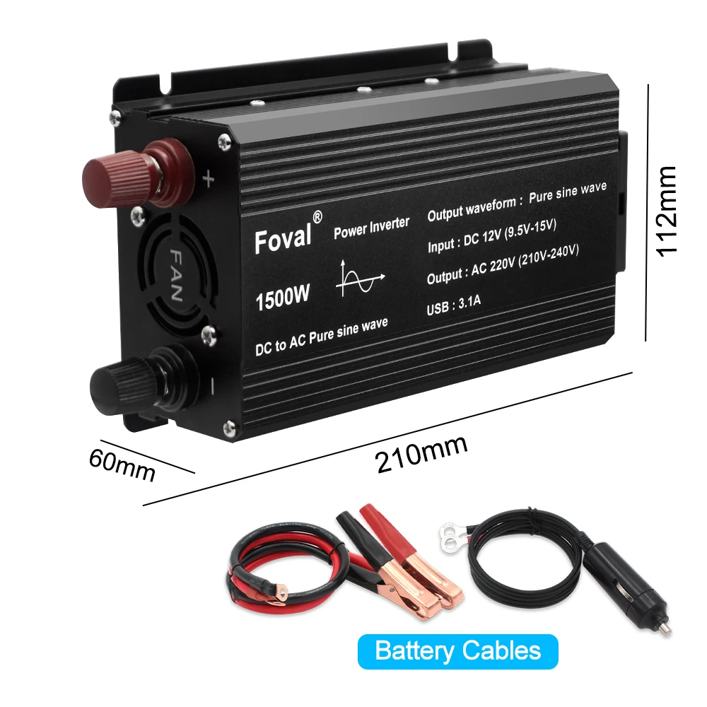 Imagem -06 - Inversor de Onda Senoidal Pura Foval para Carro Conversor de Tensão de Trabalho ao ar Livre dc 12v ac 220v 230v 3000w Armazém Europeu