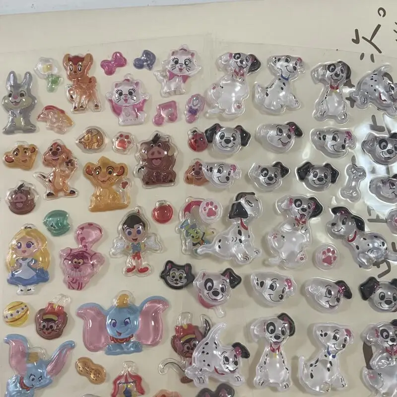 Disney Kawaii Dumbo 3D Crystal Stickers Cartoon Pooh Bear Hand Account Phone Case Relief Stickers Student Rewards Decoration