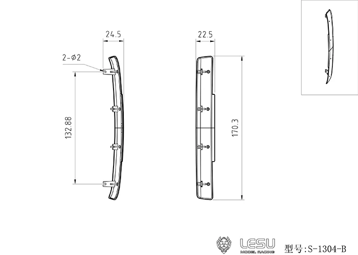 LESU 1/14 Simulations-LKW-Modell Sonnenblende für Tamiya Traktor (TGX) Metall-Upgrade-Zubehör – Detail 1