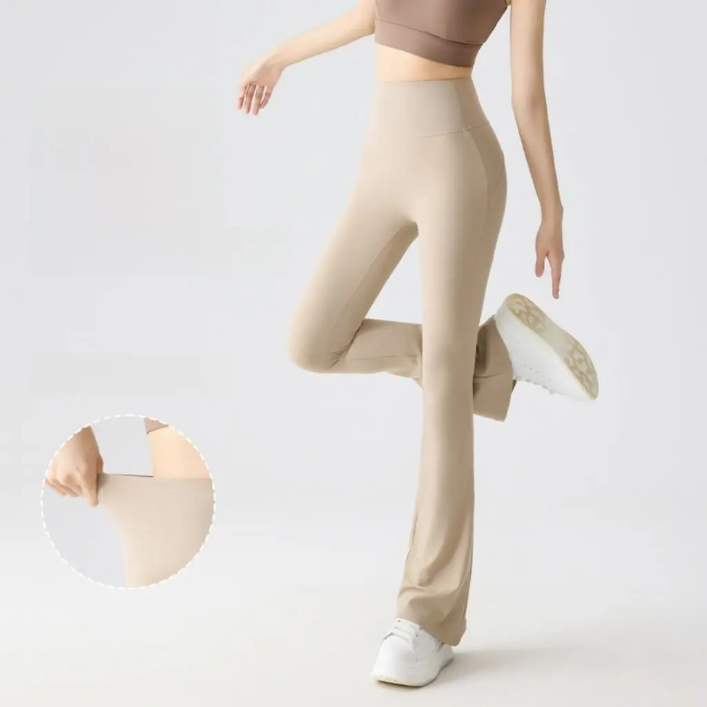 여성용 하이웨이스트 마이크로 요가 팬츠 여름 슬림핏 벨 팬츠 화이트 타이트 슬리밍 의상 말굽 디자인 바텀
