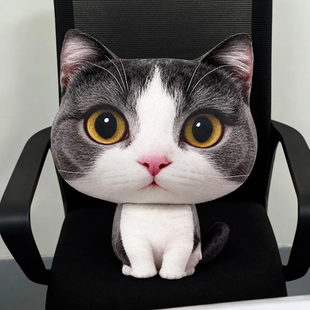 Creative Big Headed Cat Pendant Cute Cartoon 3D Printing Cats Animal Pillow Realistic Simulation Cat Sofa Cushion Home Decor