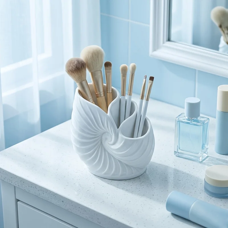 Multifunctional Bathroom Counter Organizer, White Toothbrush Holder for Vanity Sink Home Office Desktop Decor Storage