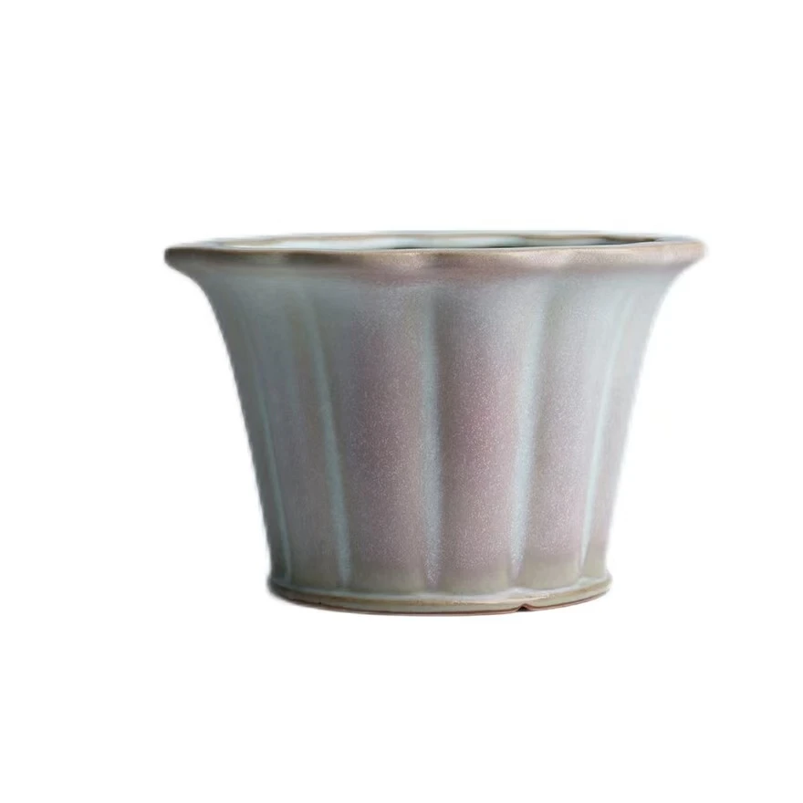 Jun Kiln Jun Porcelain Carbon-fired Smooth-Surfaced Sandblasted Texture Cracked Pattern Home Decorative Flower Pot