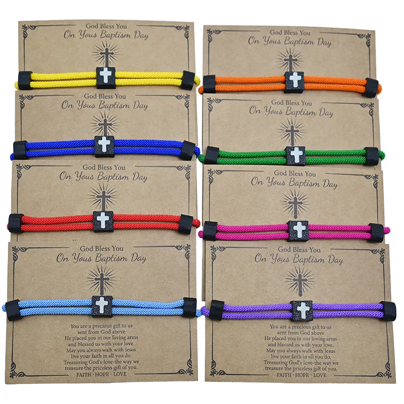 Meetvii Glow-in-the-Dark Cross Bracelet for Women Men Handmade Adjustable Milanese Braided Cord Simple Jewelry