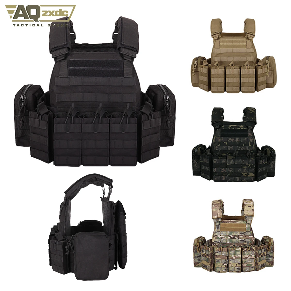 Tactical Molle Adjust Tactical Vest Plate Carrier Personal Protective Vest With Magazine Pouch Airsoft Gear Plate Carrier Vest