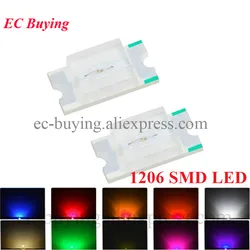 100pcs 1206 3216 SMD LED Bead Light Emitting Diode Red Blue Yellow White Orange Green Warm White UV High Bright LED Light Diodes
