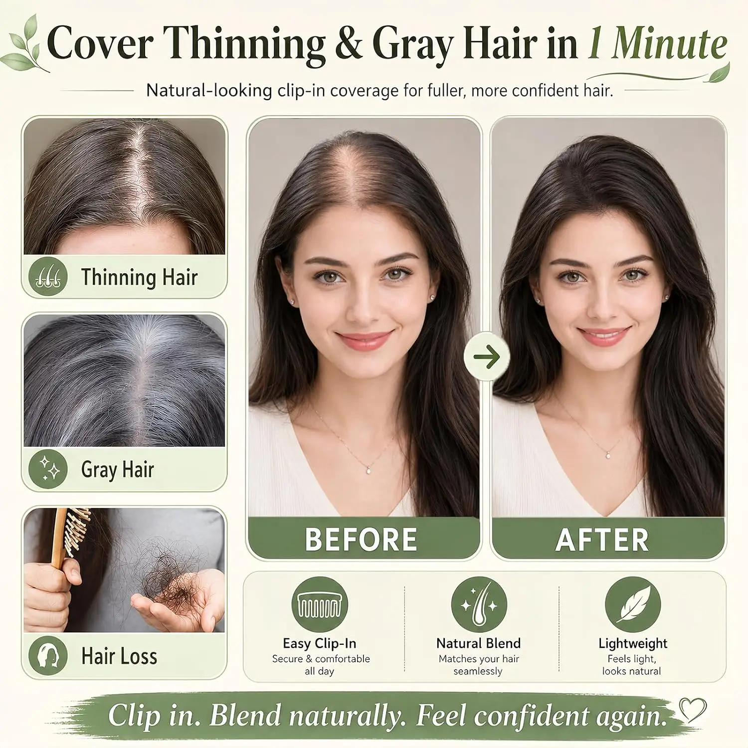 10 Inch Black Middle Part Lace Base Topper 100% Remy Human Hair Clip in Hairpieces for Women Thinning Hair Natural Look