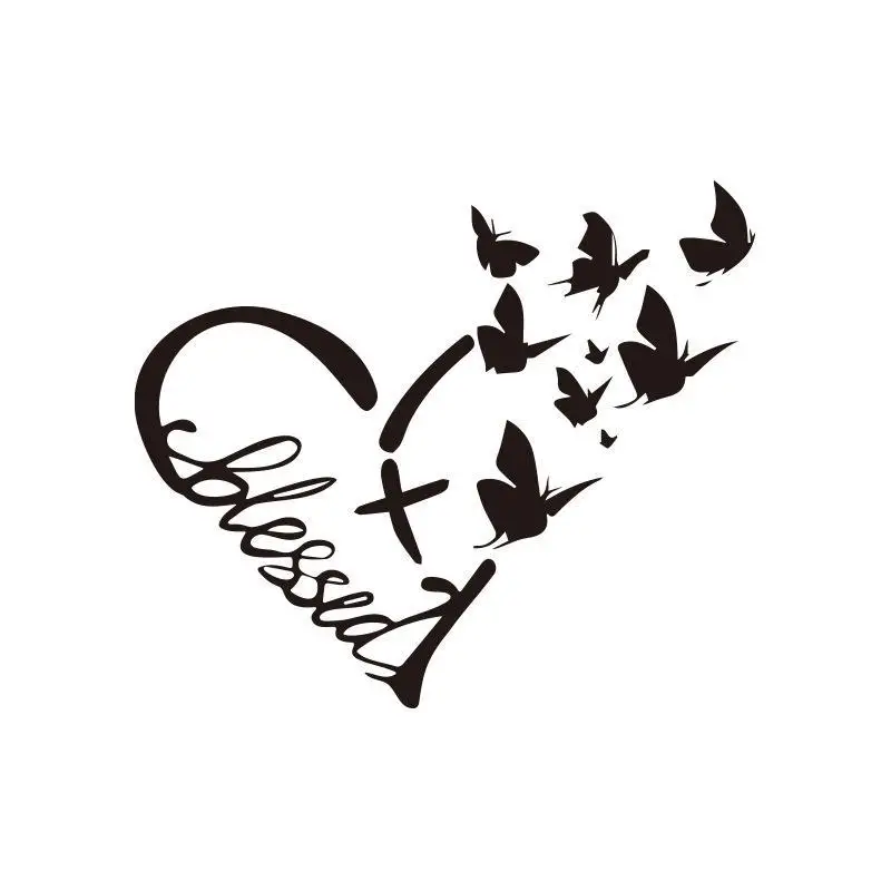 2Pcs Text Blessing Butterfly Decals Waterproof Scratch Cover Stickers for Car Rearview Mirror Exterior Decor