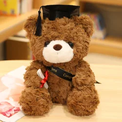 Muñeco de peluche de oso de graduación para niño y estudiante, muñeco suave de 23cm con tapa de Doctor, ideal para regalo de cumpleaños