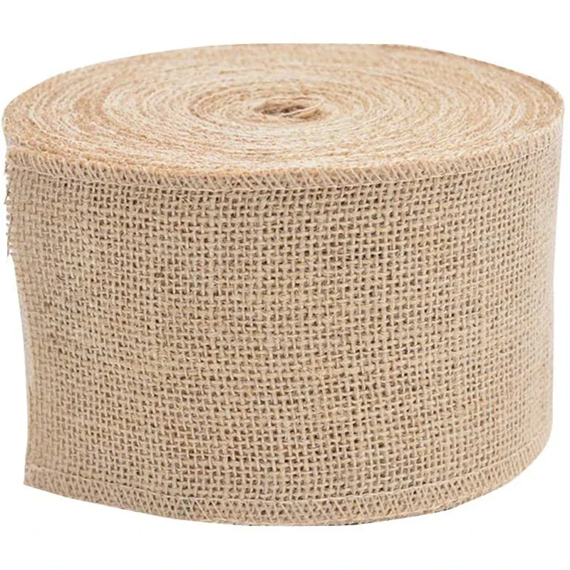 2M Natural Jute Burlap Hessian Ribbon Rolls 25/30/40/50/60/80/100mm Vintage Rustic Wedding Gift Wrapping Party Christmas Decor