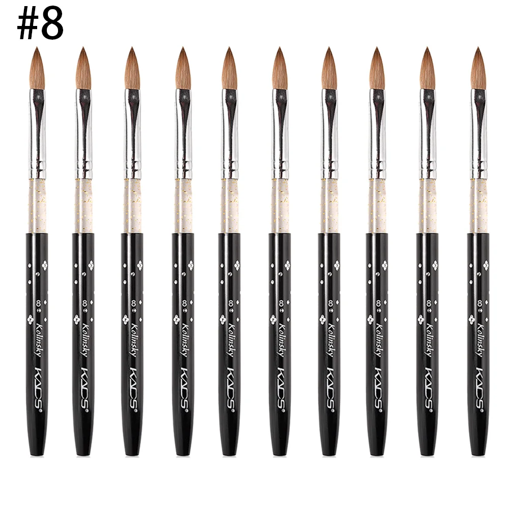 5/10Pcs 100% Kolinsky Sable Nail Brush Set UV Nail Gel Painting Nail Extension Brush Professional Black Nail Art Manicure Tool