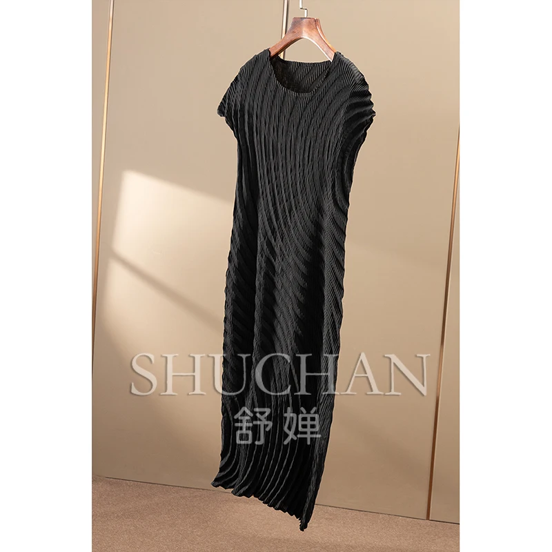 새로운 우아한 종이 남자, 수출 중공업 Miyake 연간 링 주름 가방 회전 슬리브 드레스 여성 67C0