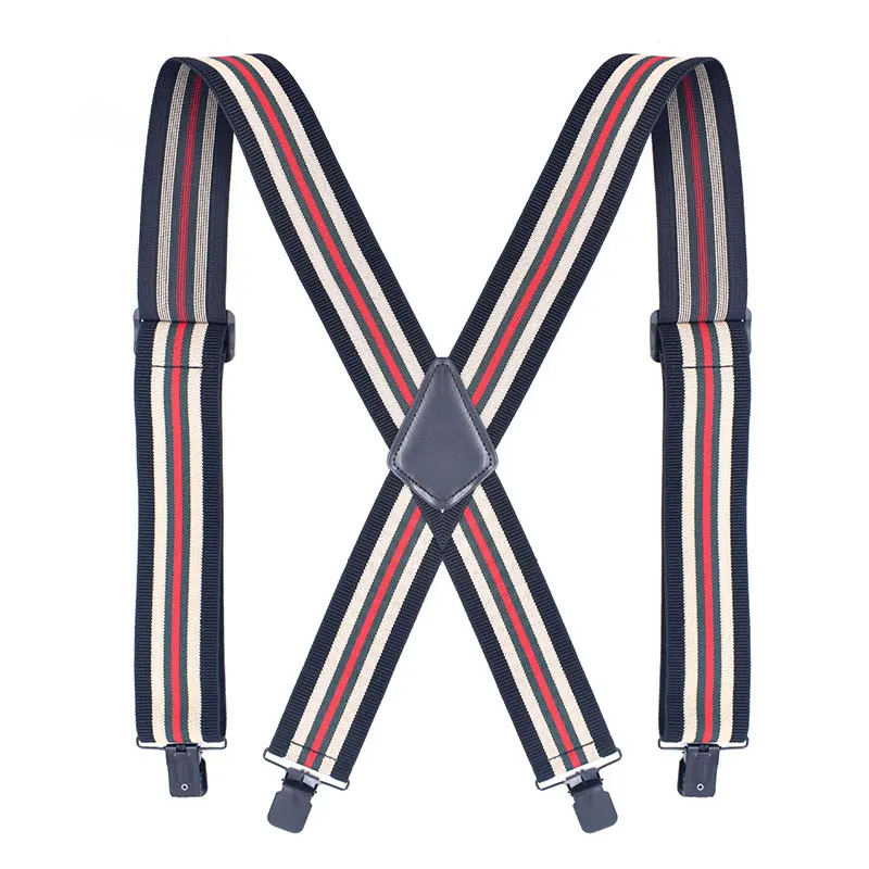 حمالات رجالية شديدة التحمل بمشبك قوي بعرض 2 بوصة قابلة للتعديل ومرنة على شكل X للرجال