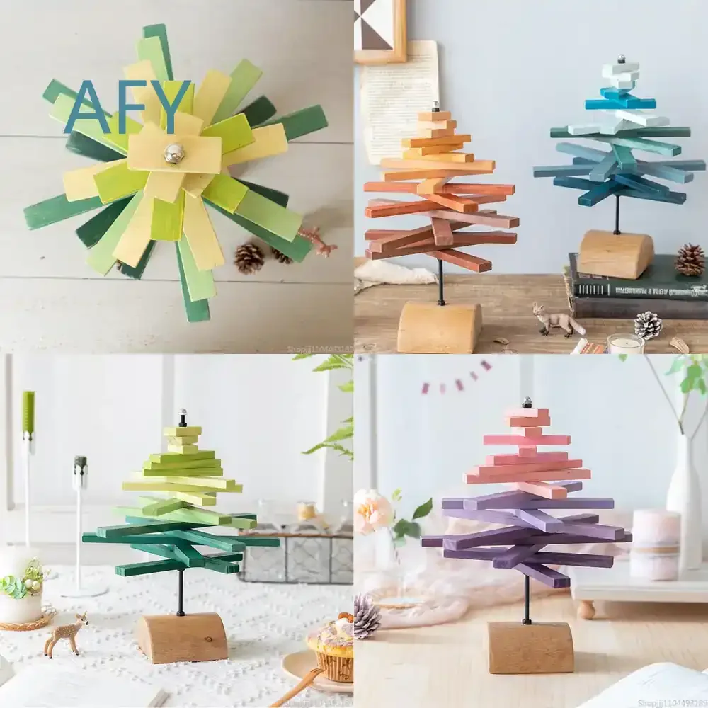 Creative Design Soothing Solid Wood Bookshelf Ornaments for Home Wine Cabinets Study Rooms Office Desks Tabletop Decoration
