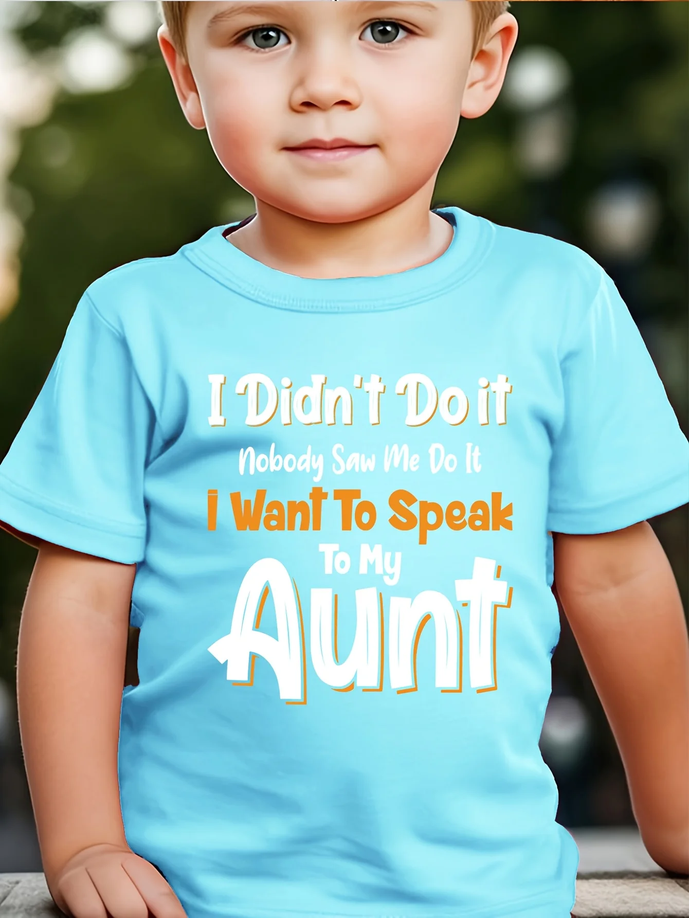 Children's I DIDN'T DO IT NOBODY SAW ME DO IT I WANT TO SPEAK TO MY AUNT Minimalist Letter Printed Trend Parent-child T-shirt