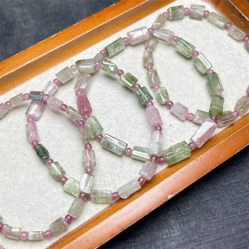 

Natural Freeform Tourmaline Bracelet String Charms Strand Exquisite Jewelry Gift Healing Crystal Energy Gift 1pcs 6-7MM