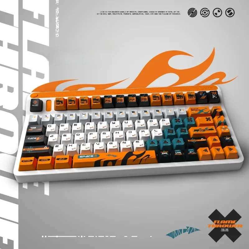 Imagem -02 - Tampão de Teclado Personalizado Pbt para Teclado Mecânico Jet Flame Theme Keycap Personalizado Cherry Profile Gaming Keycap 136key