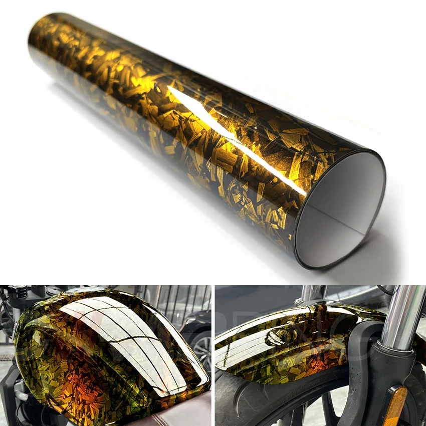 High Glossy Black Gold Silver Red Forged Carbon Fiber Car Sticker Sticker on the Hood Adhesive Vinyl for Car Stickers