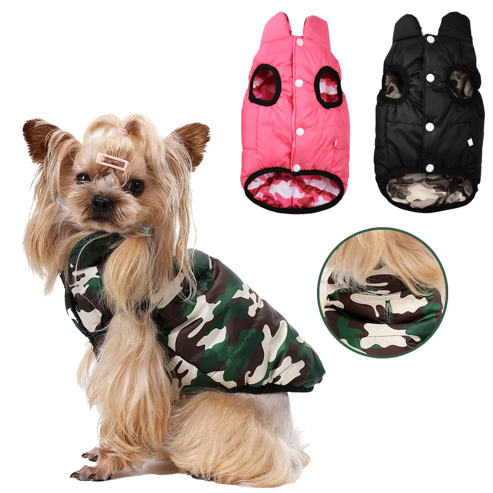 Haustier-Hundejacke, Mantel für kleine und mittelgroße Hunde, Herbst und Winter, warme Fleece-Welpenkleidung, wendbare Hundekleidung, Yorkshire-Mops-Kostüm