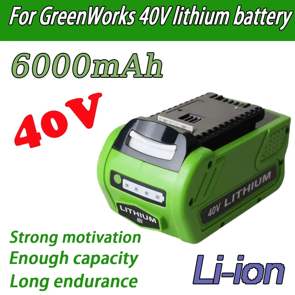 6000mAh 40V For GreenWorksLi-ion Replacement Battery 20302 20672 20202 20322 20262 29302 29463 Rechargeable Battery