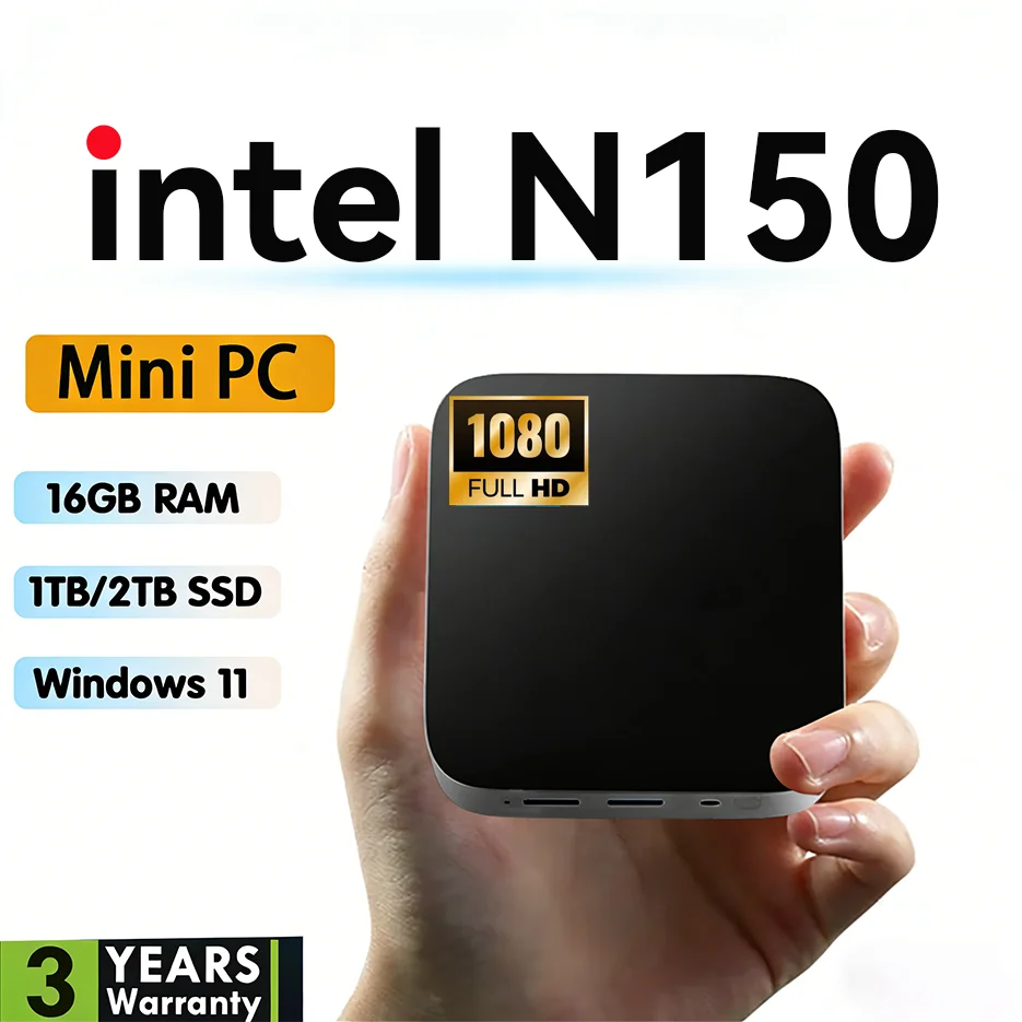 New Arrival Windows 11 Intel N150 Mini PC 16GB 32GB DDR4 512GB 1TB SSD PC Gamer Computer Dual WIFI6 BT5.2 4K HD Mini Gaming PC