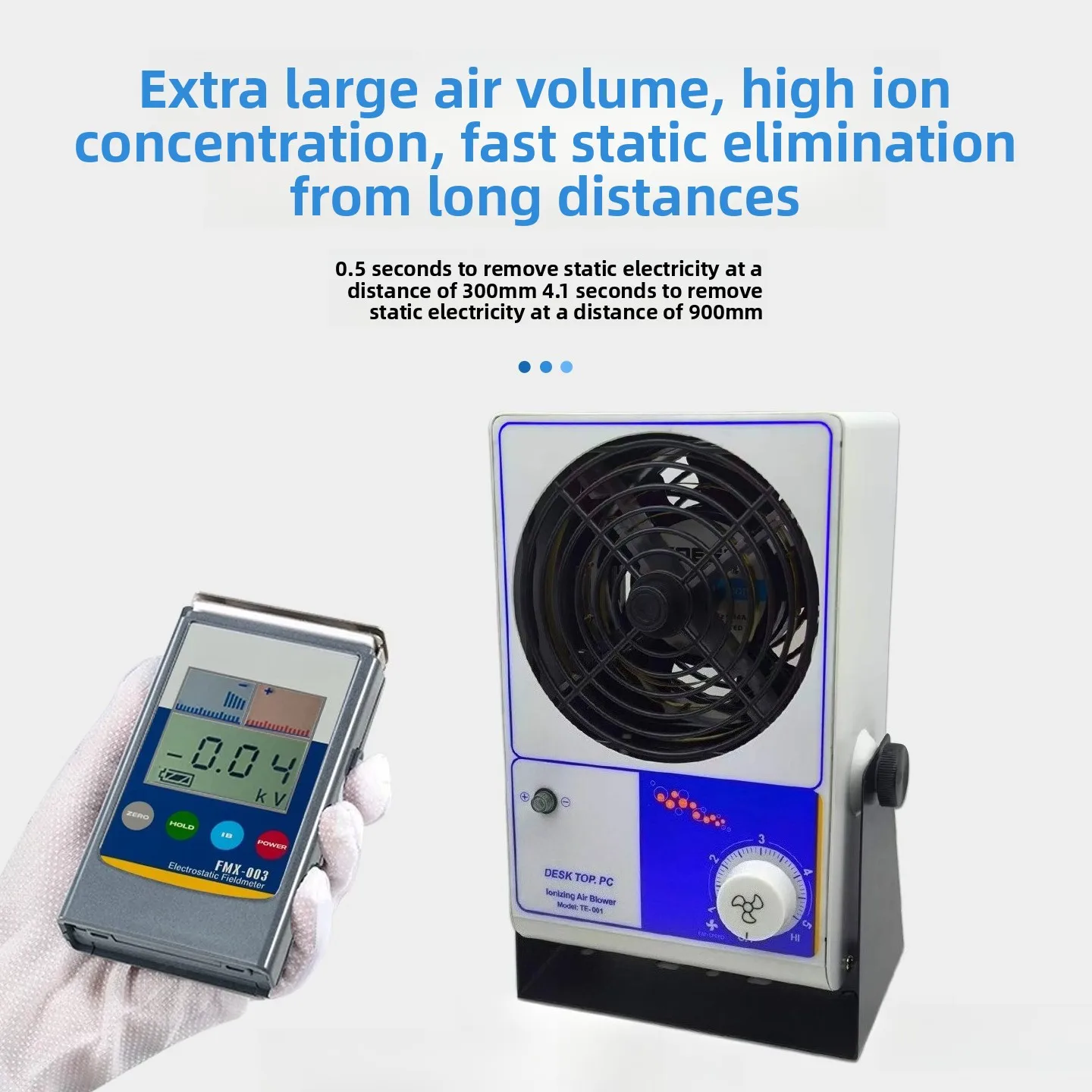 SL-001 Ionizing Blower Anti-Static ESD Eliminator Benchtop Overhead Hanging Ion Fan for Static Removal