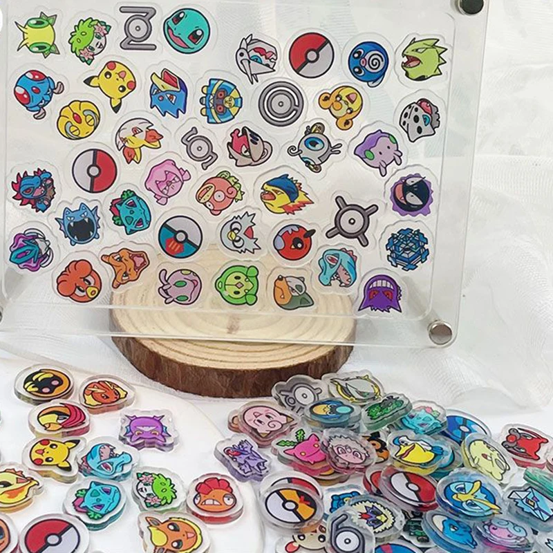 50PCS Pocket Monsters Acrylic Sheet Model Anime Figure 2cm Desktop Ddecoration Collection Cartoon Periphery Birthday Gift