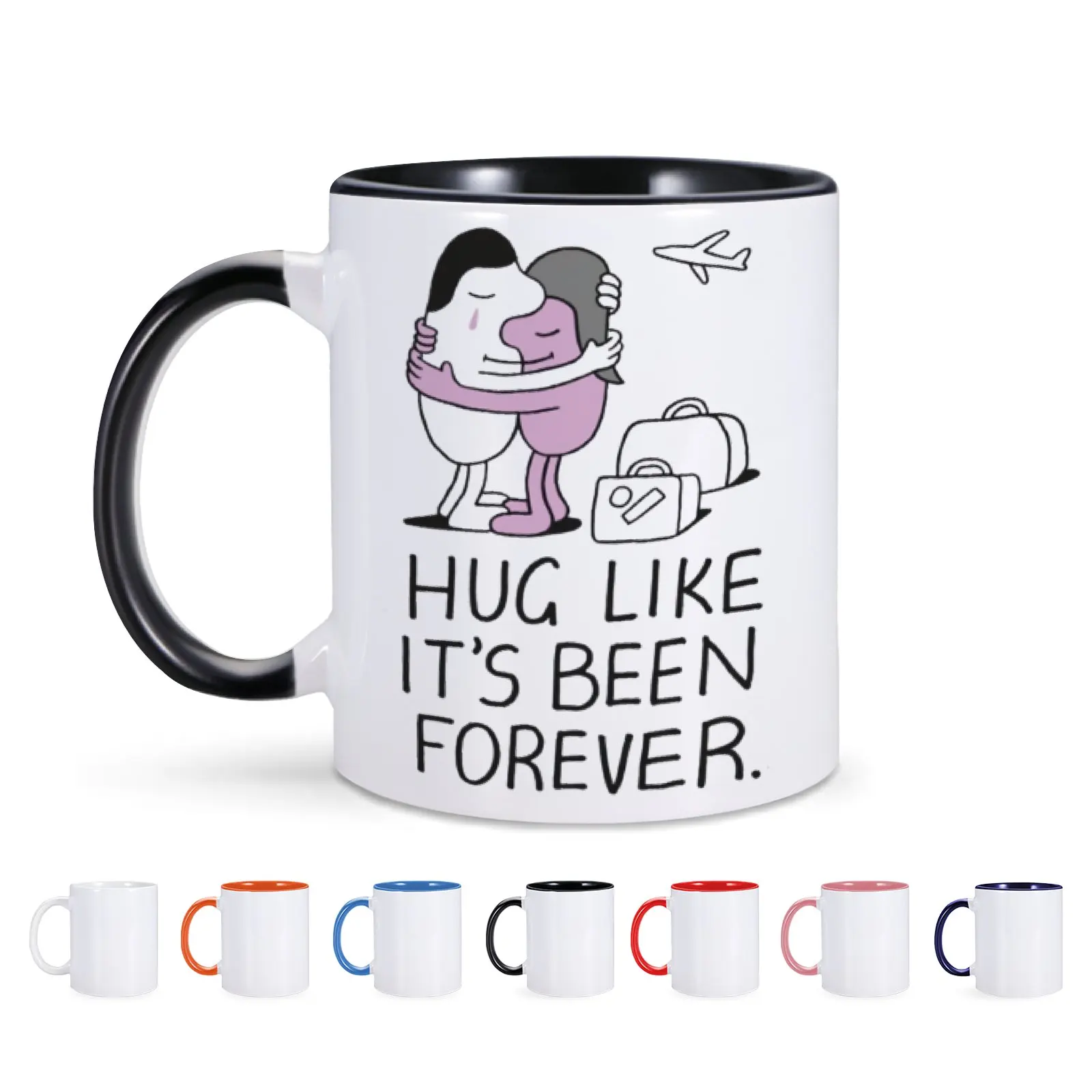 11oz Funny Ceramic Coffee Mug Hug Like It's Been Forever Gift Milk Tea Cup for GirlFriend Boyfriend Couple Exotic Love Gift