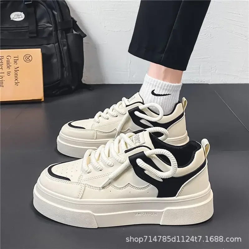 

New men's shoes popular couple style thick soled white shoes men's trendy versatile casual sports board