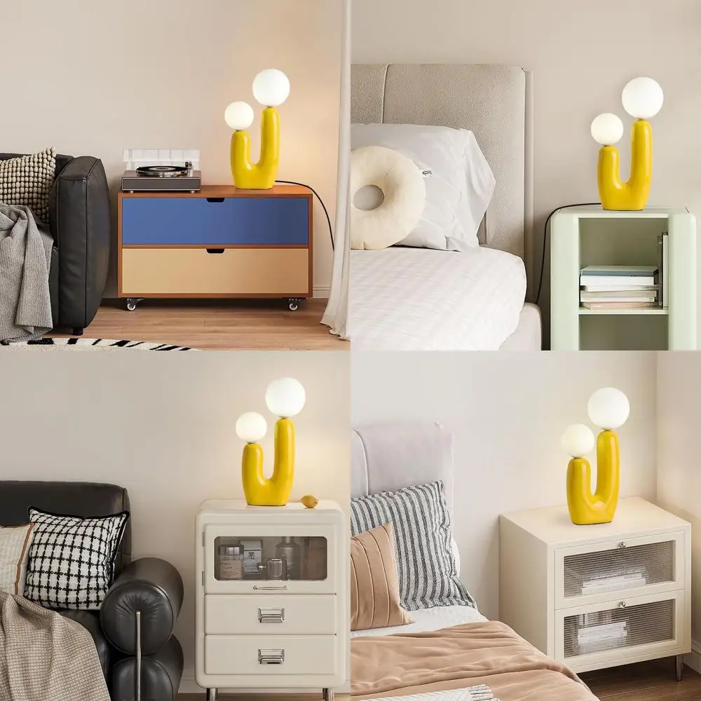 

Cactus-Shaped Resin Table Lamp with 2 Lights, Dimmable Creamy Glass, Suitable for Various Rooms