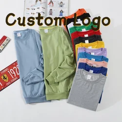 One Piece Custom Logo Sweatshirt Spring Autumn Long Sleeve Pullover Men Women Brand Solid Color Sport Hoodies