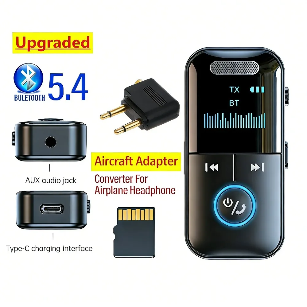 Bluetooth 5.4 Receiver Transmitter GT69 4-in-1 Wireless Audio Adapter for Car TV PC HiFi Sound TF Card Playback Low Latency