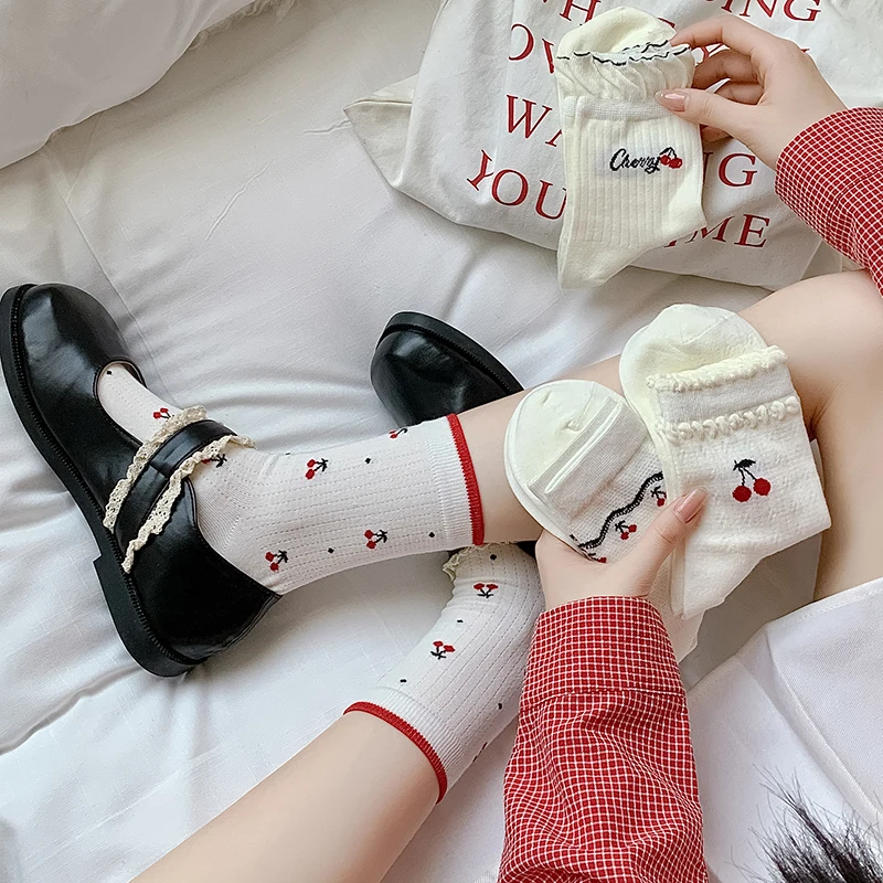 

Women's Cute Socks New Novelties Kawaii White Thin Mesh Socks For Women Fashion Breathable Hollow Out Kawaii Crew Socks Female