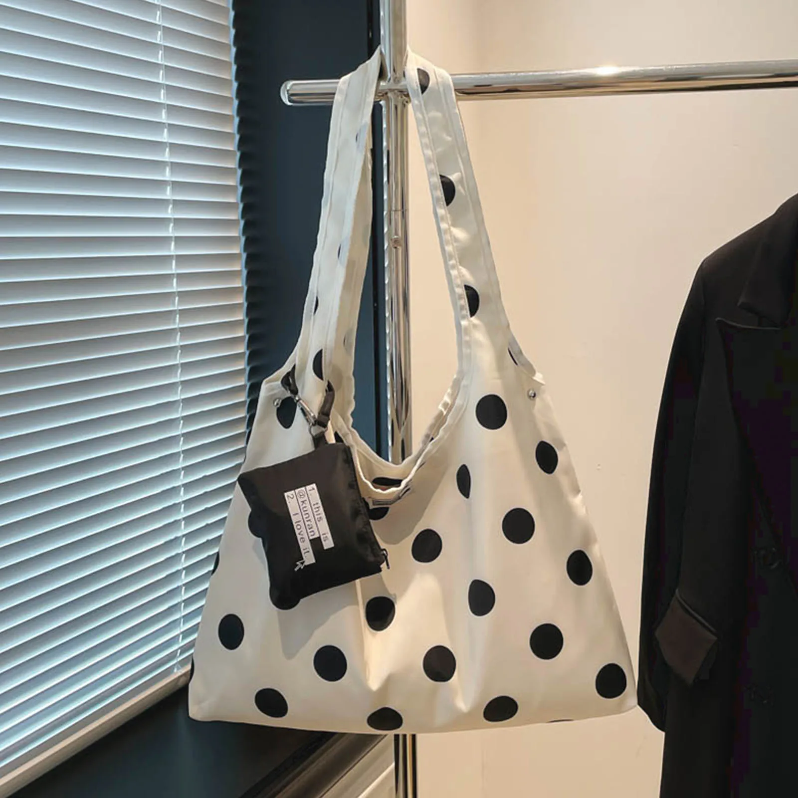 

Women Polka Dot Canvas Handheld Shoulder Bag Vintage Underarm Pouch Versatile Shoulder Bag for Work School Travel Shopping