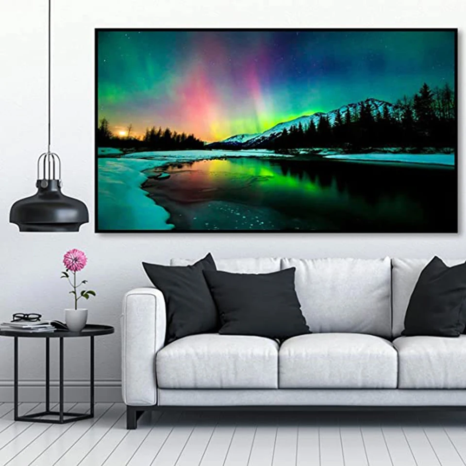 Diamond Art Aurora Borealis 5D Diamond Painting Winter Landscape Full Drill Mosaic Large Size DIY Cross Stitch Embrodery Kits