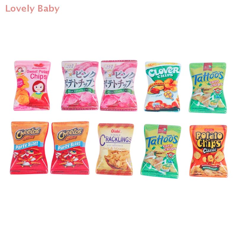【BBS-7】10pcs/set Dollhouse Miniature Kitchen Food Potato Chips DIY Pretend Play Dollhouse Toys Color Random