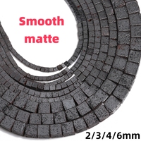 2/3/4/6mm Natural Black Minerals Stone Beads Square Shape Volcanics Lava Loose Beads for DIY Bracelet Necklace Jewelry Making