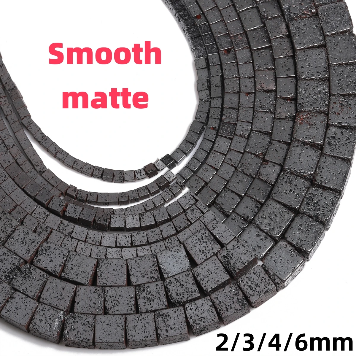 2/3/4/6mm naturalne czarne minerały kamienne koraliki kwadratowy kształt wulkaniczna lawa luźne koraliki dla DIY bransoletka naszyjnik tworzenia biżuterii