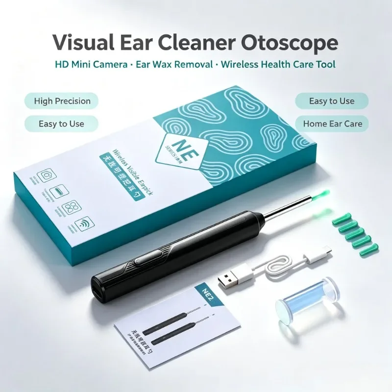 Visual Ear Stick Otoscope High‑Precision Mini Camera Ear Wax Removal Endoscope Ear Cleaner Wireless Health Care Tool