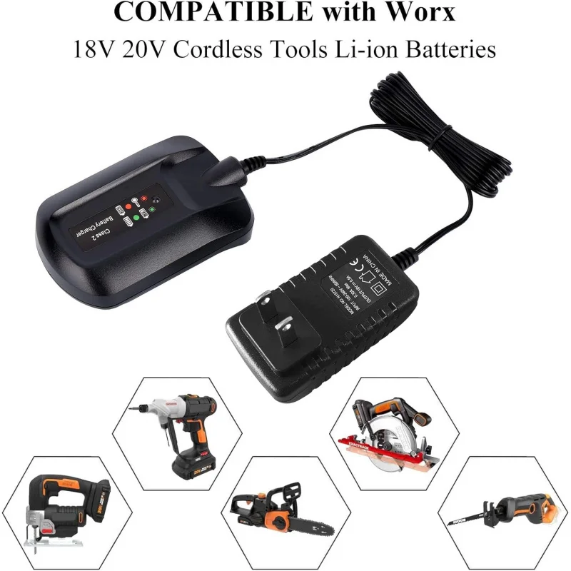 AC100-240V Lithium Battery Charger FOR WORX WA3742 WA3580 WA3578 WA3525 20V Smart Fast Charge