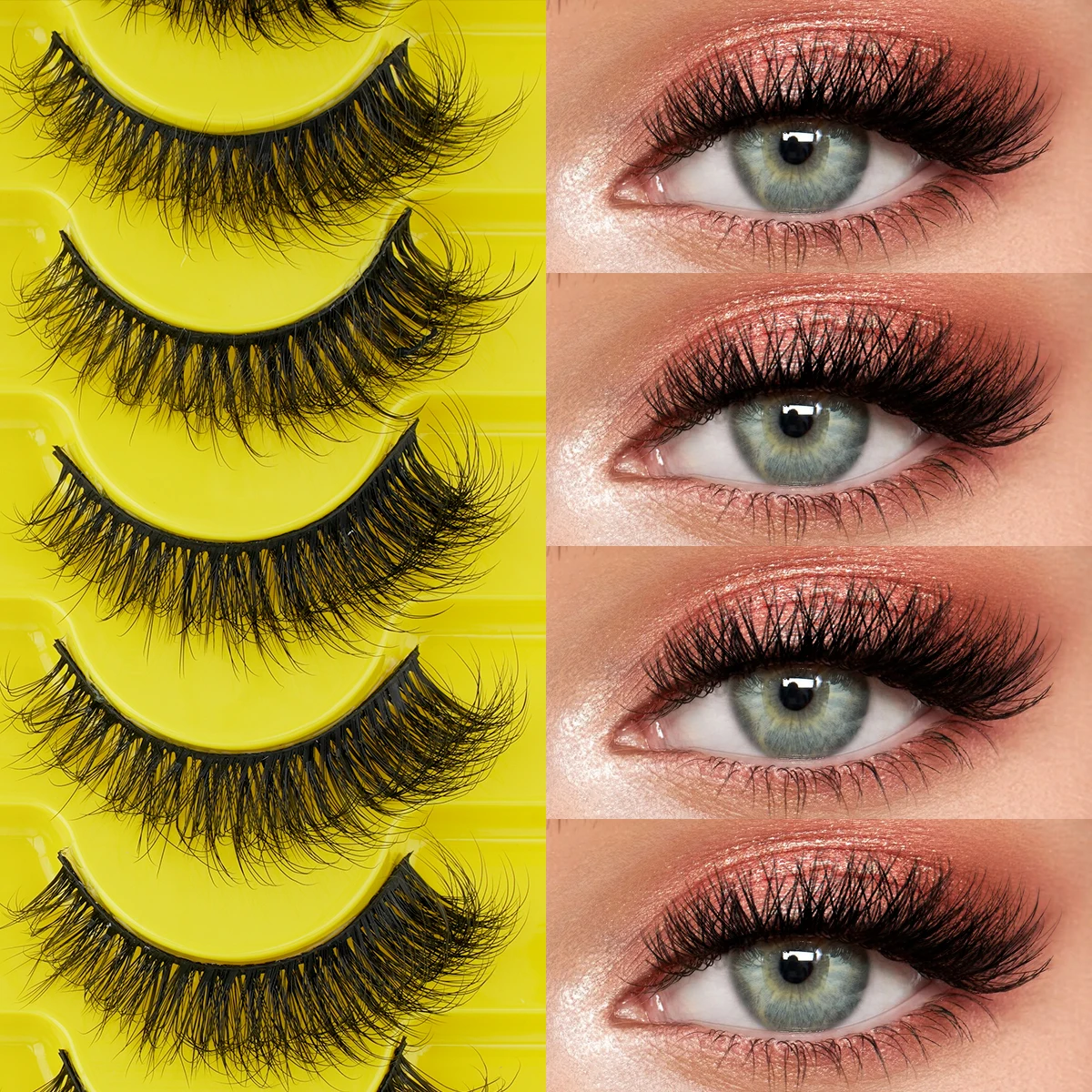 10/3ペア キャットアイラッシュ ナチュラル ふわふわ つけまつげ ウィングエンド ハンドメイド ナチュラルルック ソフト クリアステム つけまつげ メイク