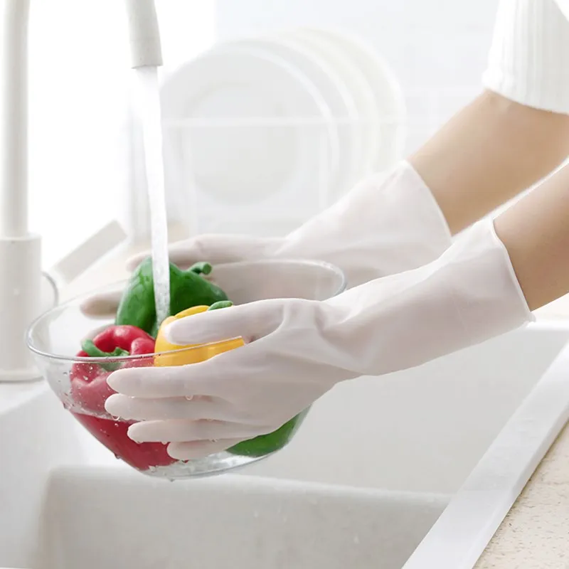 White PVC  Gloves reusable Waterproof Powder Free Latex Gloves For Household Kitchen Laboratory Cleaning Gloves