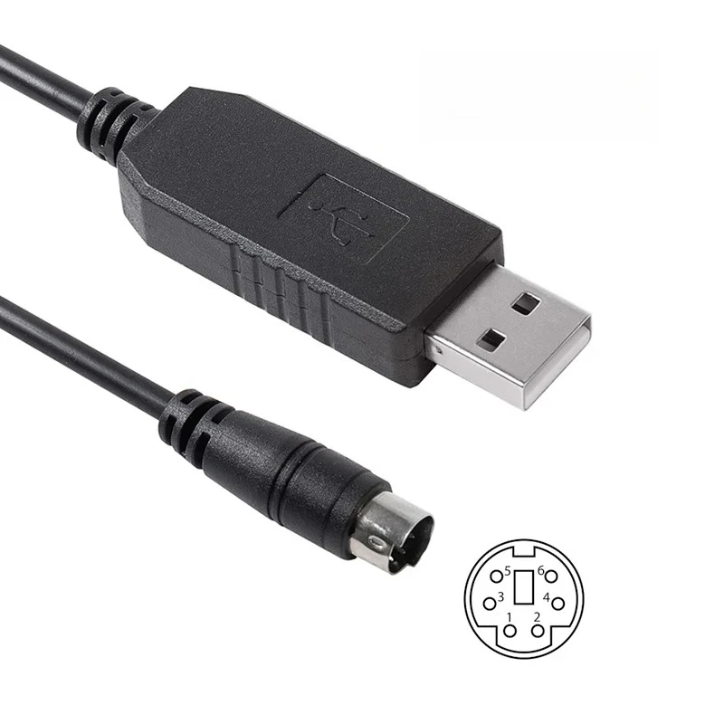 LS XGB XBM XBC PLC to PC RS232 Serial Control Download Cable PL2303 USB RS232 to 6-pin Mini Din Communication Cable
