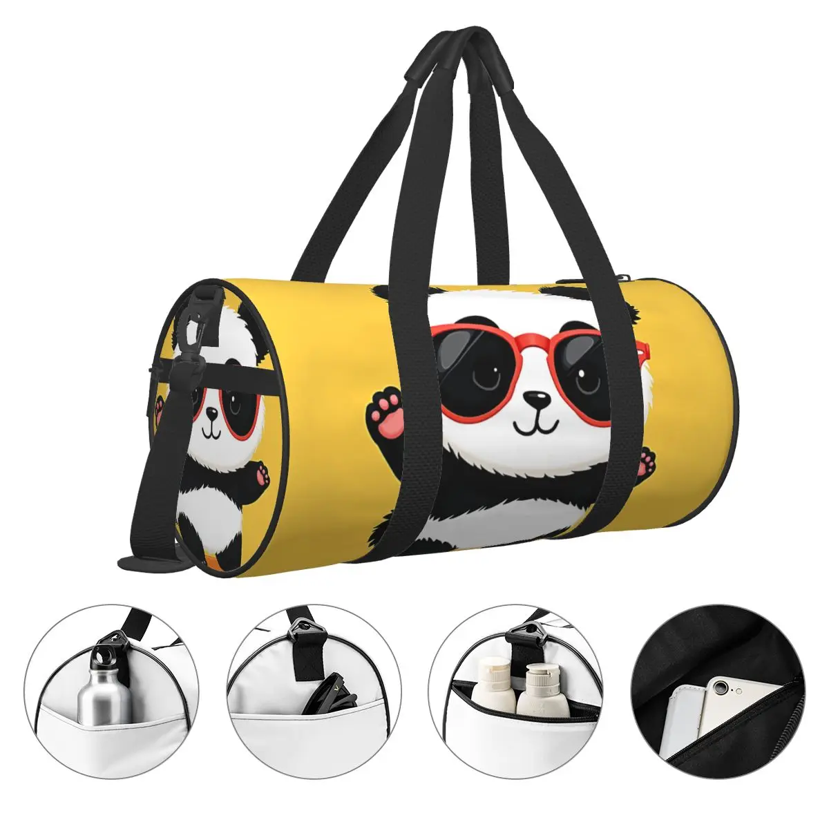 Cute Panda Anime Harajuku Tote Bag Travel Duffle Bags Funny Meme Y2K Streetwear Fitness Hand Luggage Retro Kawaii Style