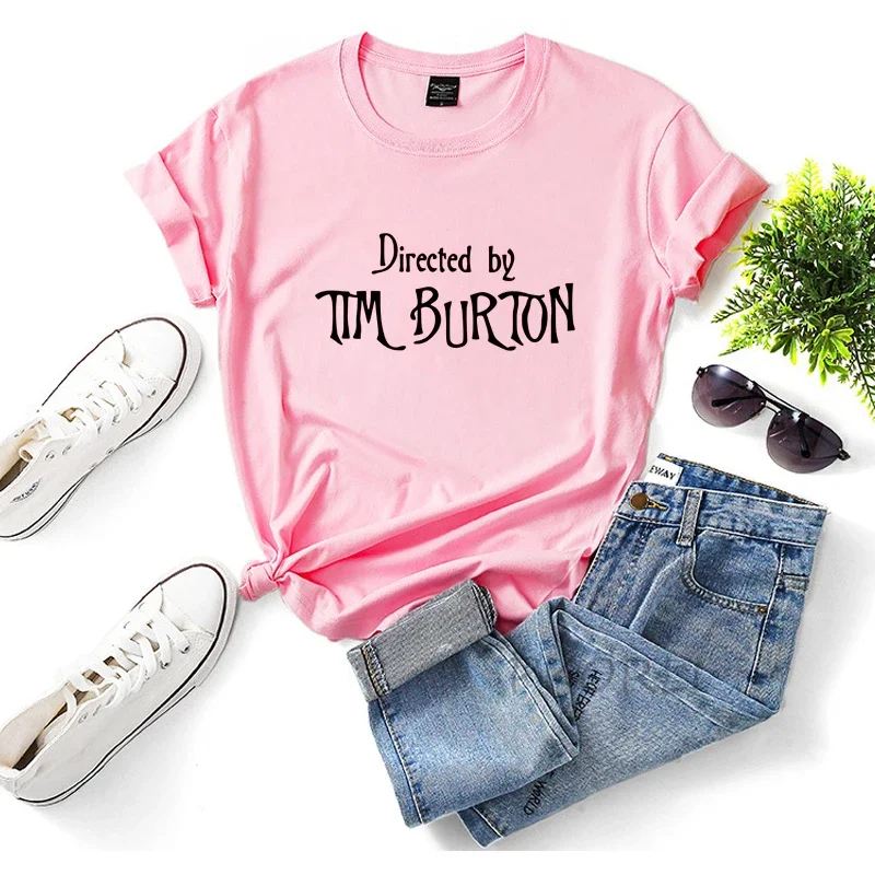 Directed By Tim Burton T-shirt Women Harajuku Summer Letter Print Classic T Shirt Casual Short Sleeve O-neck Women\'s T-shirt