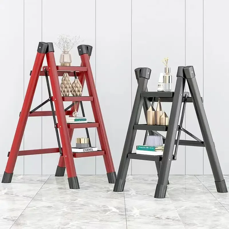 Multi Purpose Household Ladder Step Stool Folding Extension Ladder FoldableThick Steel Core Indoor Pro Garden Shelf Accessory