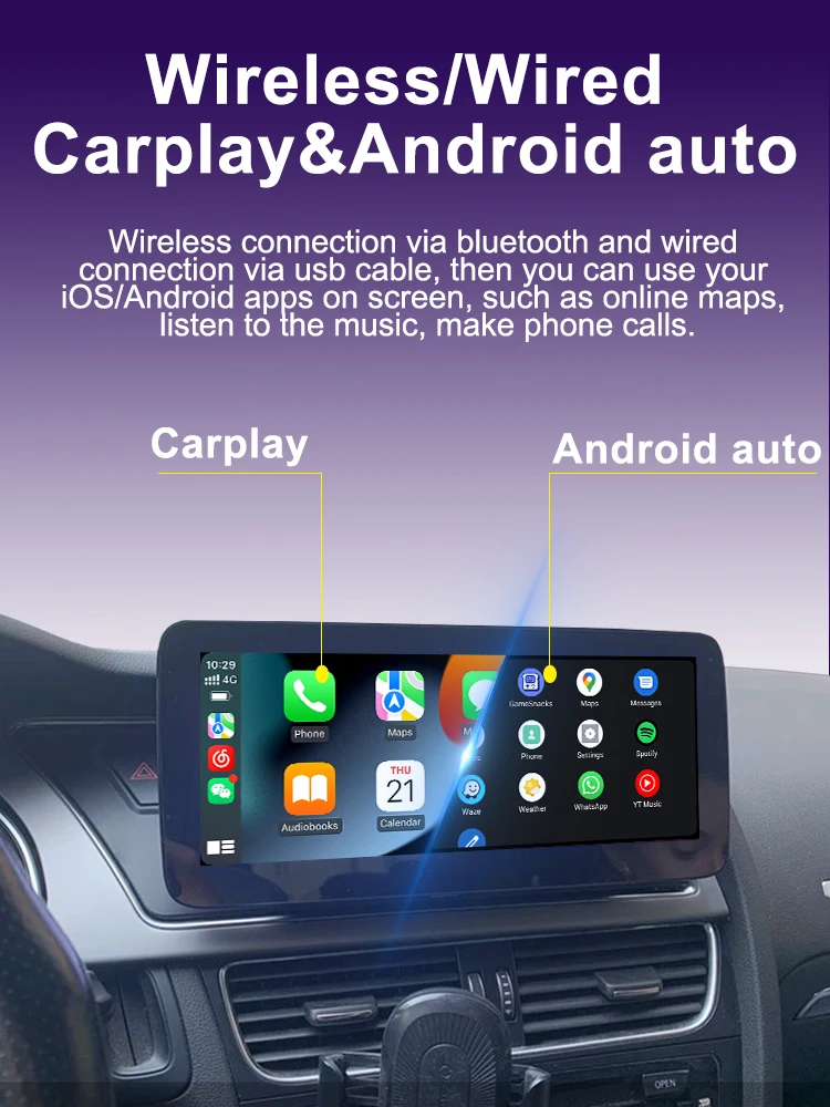 AUTOTOP 10,25 "Wireless CarPlay Android Auto Auto Radio Für Audi A4 B8 A5 2009-2016 AirPlay Spiegel Link auto Spielen Linux Bildschirm – Detail 7