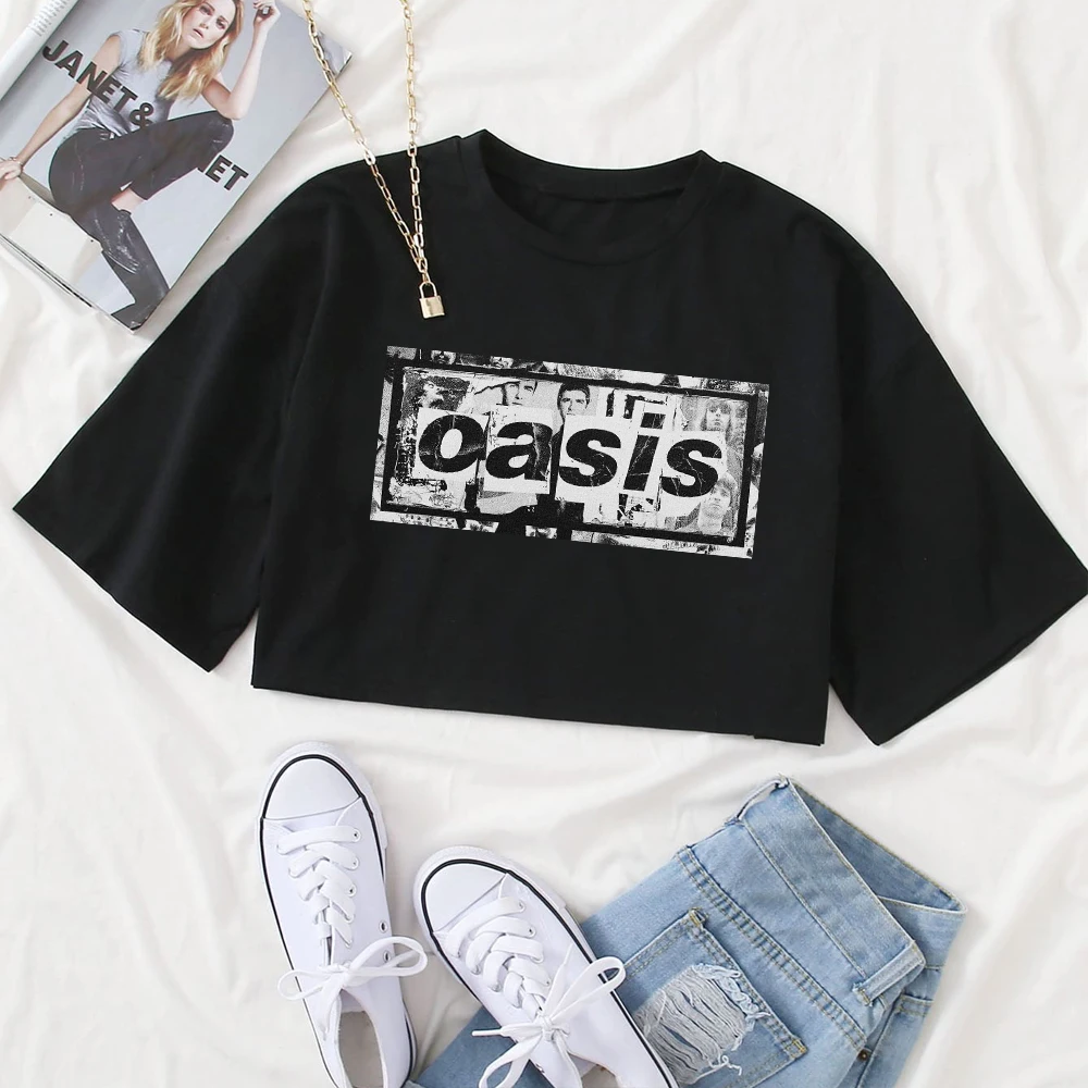 OASIS Live 25 Tour 2025 Girls O-Neck Crop Tops for Fan Shirt